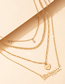Fashion Gold Color Alloy Letter Heart Diamond Tassel Multilayer Necklace