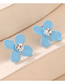 Fashion Blue Alloy Diamond Spray Paint Flower Stud Earrings