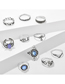 Fashion Silver Color Alloy Diamond Geometric Cutout Cross Ring Set
