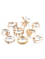 Fashion Gold Color Alloy Diamond Snake Ring Set