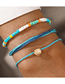 Fashion Blue Rice Beads Beaded Shell Cord Braided Bracelet Set