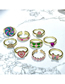 Fashion Nine Piece Set Alloy Drip Oil Love Rainbow Geometric Ring Set