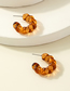 Fashion Brown Alloy Transparent Twist C-shaped Earrings