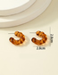 Fashion Brown Alloy Transparent Twist C-shaped Earrings