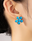 Fashion Blue Alloy Geometric Flower Stud Earrings