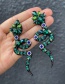 Fashion Green Alloy Diamond Snake Stud Earrings