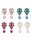 Fashion White Alloy Diamond Heart Geometric Stud Earrings