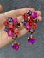 Fashion Purple Alloy Diamond Heart Geometric Stud Earrings