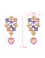 Fashion Purple Alloy Diamond Heart Geometric Stud Earrings