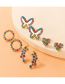 Fashion Gold Alloy Geometric Heart Ring Butterfly Stud Earrings Set