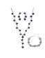 Fashion Silver Red Geometric Diamond Tassel Stud Necklace Bracelet Set