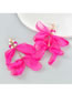 Fashion Beige Fabric Pearl Flower Earrings