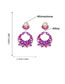 Fashion Rose Red Alloy Diamond Round Stud Earrings