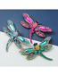 Fashion Rose Red Alloy Diamond Dragonfly Brooch