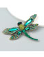 Fashion Rose Red Alloy Diamond Dragonfly Brooch
