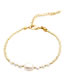 Fashion Zz-b200156a Geometric Pearl Glass Eye Panel Gold Beaded Bracelet
