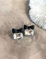 Fashion Black Square Transparent Brass Square Diamond Bow Stud Earrings