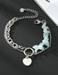 Fashion Blue Stone Bracelet Titanium Steel Gravel Stitching Chain Heart Bracelet