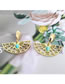 Fashion Green Scallop Earrings Cutout Droplet Fan Stud Earrings
