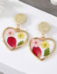 Fashion Red Geometry Alloy Transparent Preserved Flower Geometric Round Stud Earrings