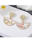 Fashion Red Petals Alloy Dried Flower Half Round Stud Earrings