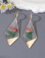 Fashion Two Green Flowers Preserved Flower Geometric Triangle Stud Earrings