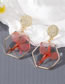 Fashion Red Resin Hexagon Preserved Flower Stud Earrings