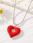 Fashion Red Alloy Drip Oil Hollow Heart Necklace