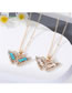 Fashion White Alloy Diamond Butterfly Necklace