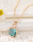 Fashion Yellow Square Necklace Geometric Square Crystal Necklace