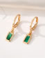 Fashion Green Gemstone Earrings Alloy Set Square Diamond Earrings