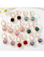 Fashion Pink Gemstone Earrings Alloy Square Treasure Earrings
