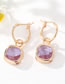 Fashion Purple Gemstone Earrings Alloy Square Treasure Earrings