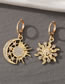 Fashion A Sun Flower And A Moon Ear Buckle Alloy Diamond Sun Star Moon Asymmetric Earrings