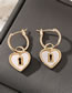 Fashion White Heart Ear Buckles Alloy Diamond Heart Keyhole Earrings