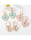 Fashion Green Heart Ear Buckles Alloy Diamond Heart Earrings
