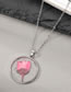 Fashion Pink Petals Yellow Flower Silver Resin Dried Flowers Round Necklace