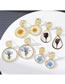 Fashion Round Blue Flower 3 Resin Dried Flower Round Stud Earrings