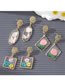 Fashion Three Little Flowers Resin Dried Flower Square Stud Earrings