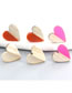 Fashion Pink Heart Resin Wood Stitching Heart Stud Earrings