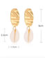 Fashion Gold Alloy Shell Pleated Stud Earrings