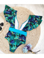 Fashion Leaf Print Polyester Print Ruffle One-piece Swimsuit