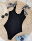 Fashion Black Polyester Tie One Piece Swimsuit