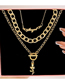 Fashion Gold-2 Alloy Rose Alphabet Multilayer Necklace