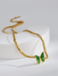 Fashion Green Titanium Snake Bone Chain Butterfly Necklace