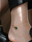 Fashion Gold Titanium Steel Gold Plated Green Onyx Anklet
