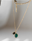Fashion Gold Titanium Steel Gold Plated Green Onyx Anklet