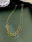 Fashion Gold Titanium Steel Geometric Polygon Double Layer Necklace