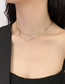 Fashion Gold Titanium Steel Geometric Polygon Double Layer Necklace