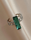 Fashion Rectangle Alloy Set Baguette Diamond Open Ring